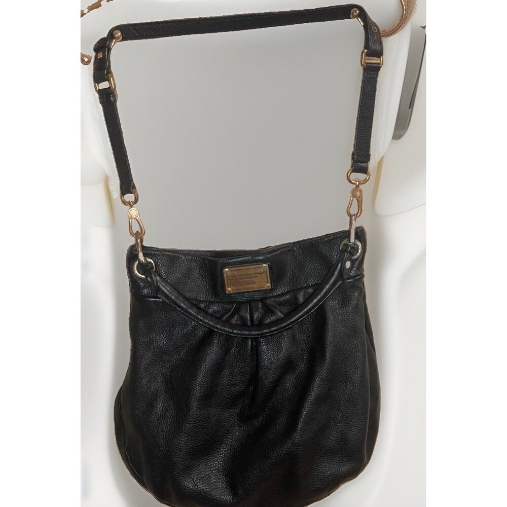 Marc by Marc Jacobs Black Leather Classic Q Hillier Hobo Bag Gold Hardware